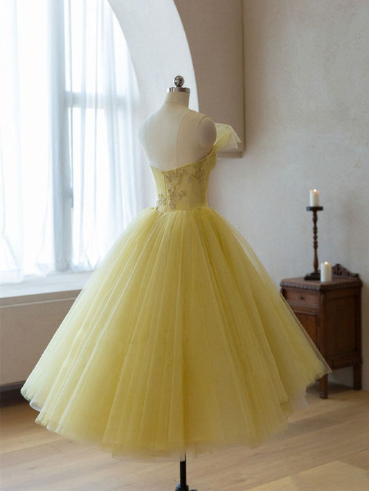Tulle Beads Short Prom Dress, Puffy Homecoming Dress S3016