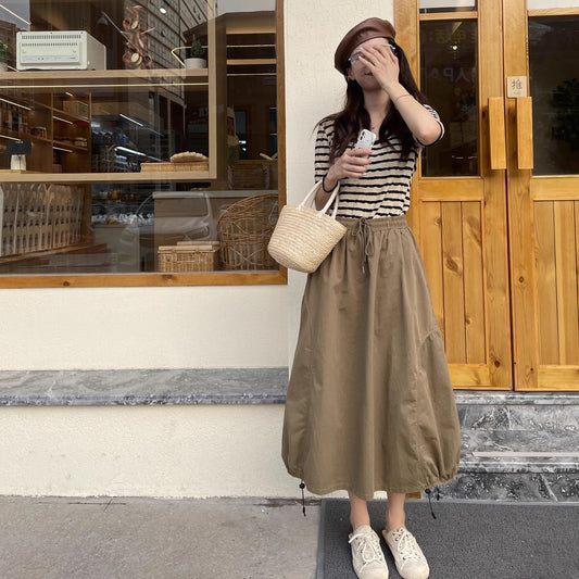 Designed skirt women's Korean style high waist black lantern skirt flower bud skirt S3417
