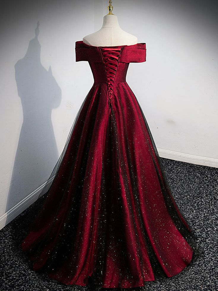 Black And Red Satin Sweetheart Party Dress, A-line Satin Formal Dress S3511