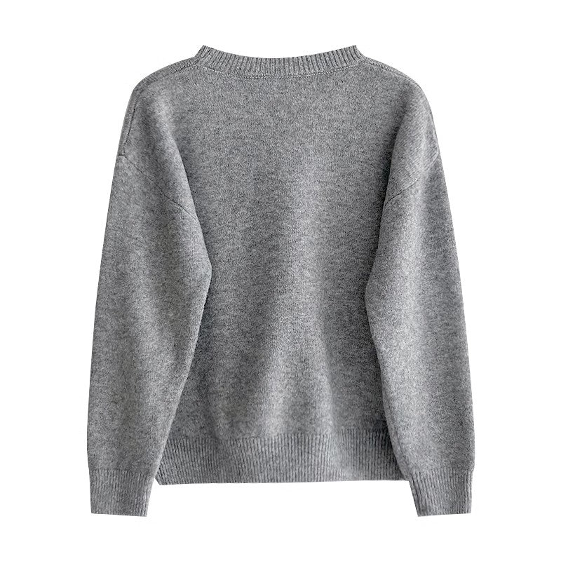 embroidery round neck pullover sweater S4702