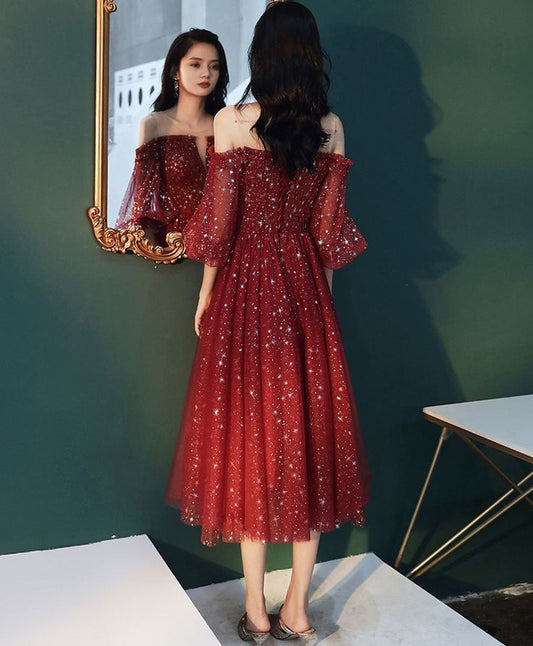 Round Neck Tulle Sequin Short Prom Dress, Homecoming Dress S3349