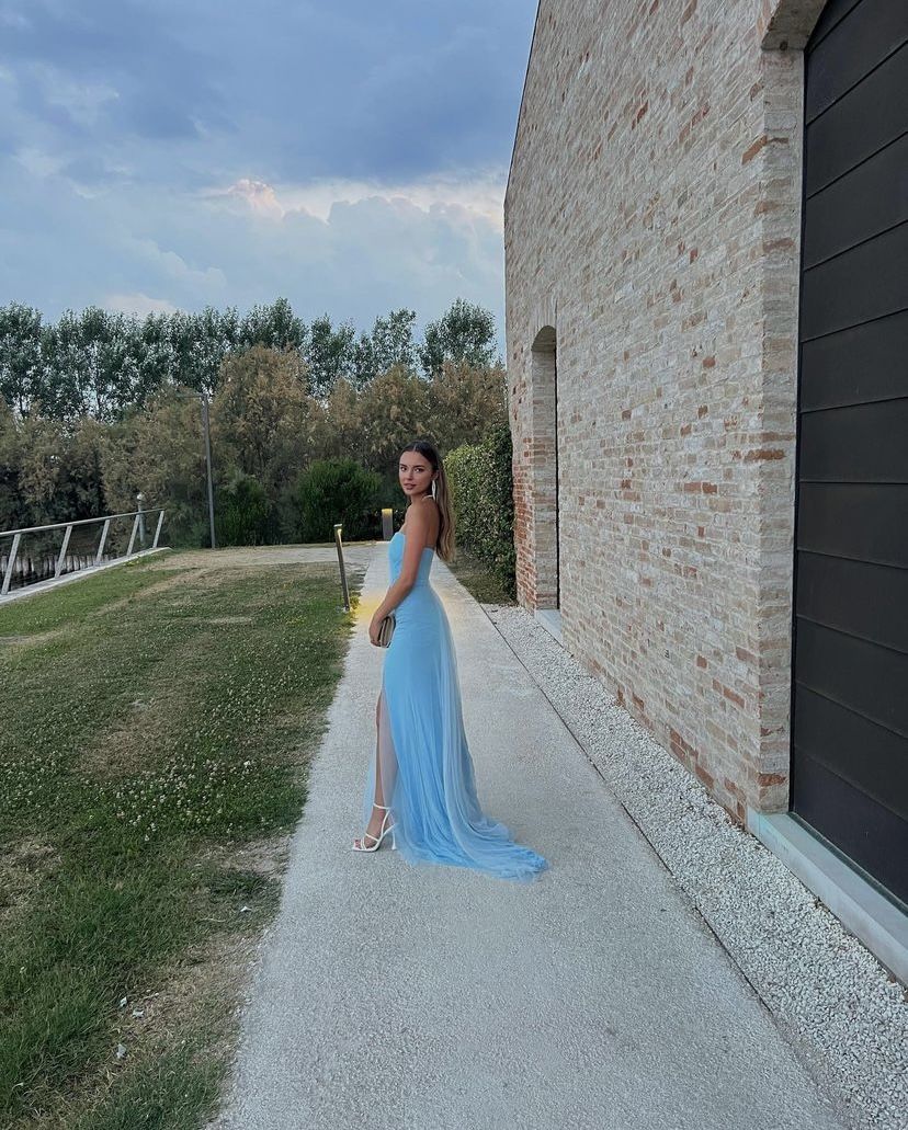 Blue Evening Gown Elegant Dress Long Prom Dresses
