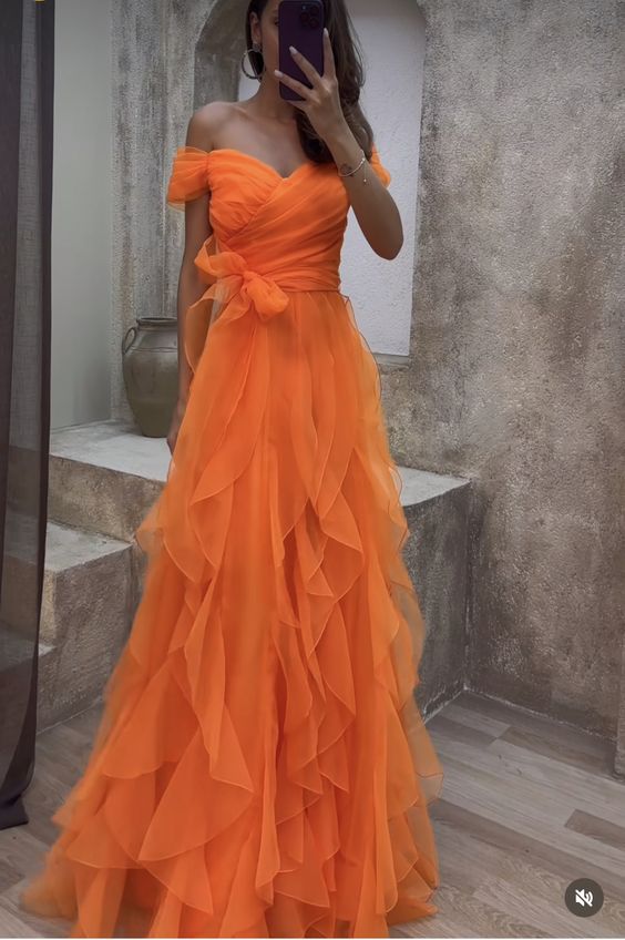 Orange long prom dress evening dress S3691