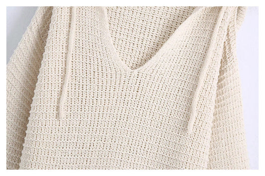 New vintage fashion long sleeve hooded loose knit sweater S2511