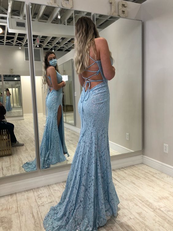 Lace Mermaid Straps Long Formal Dress S3640