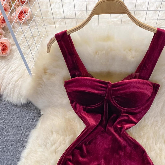Evening dress fashionable sexy velvet dress for women S4204