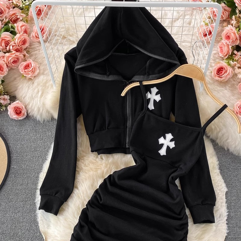 Embroidered two-piece suit, sexy dress S4029