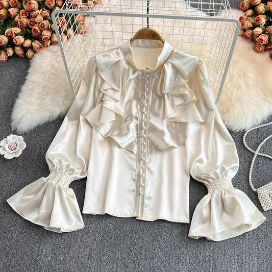 bell-sleeved loose top for women S3885