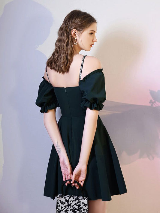 Simple Dark Green Short Prom Dress, Green Homecoming Dress S2804