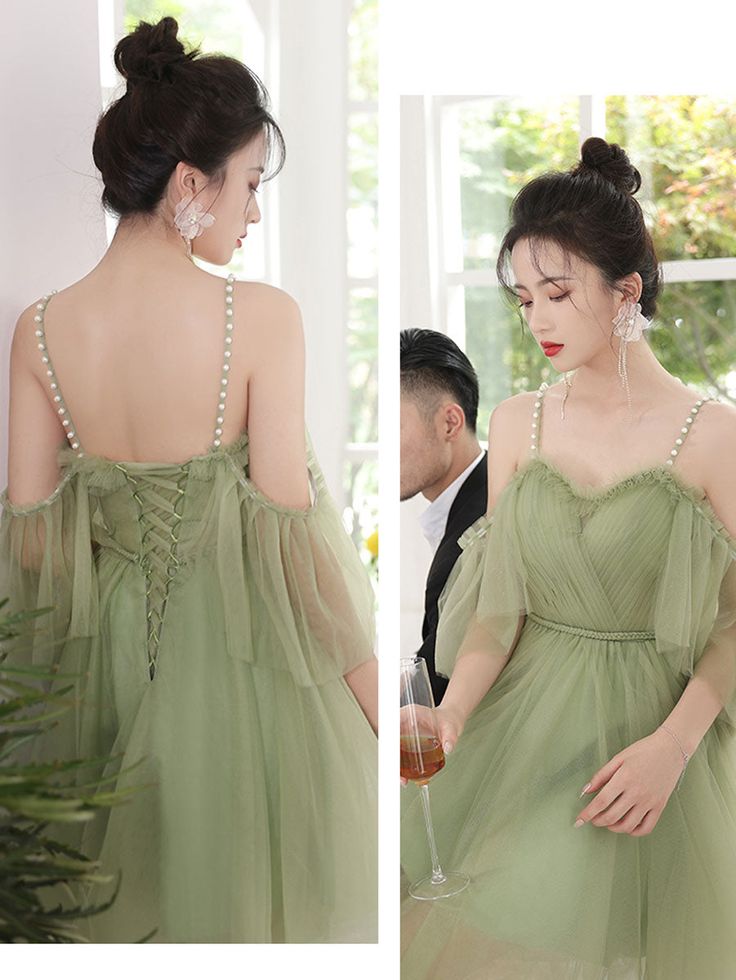 Green Short Prom Dress, Green Puffy Tulle Homecoming Dresses S3218