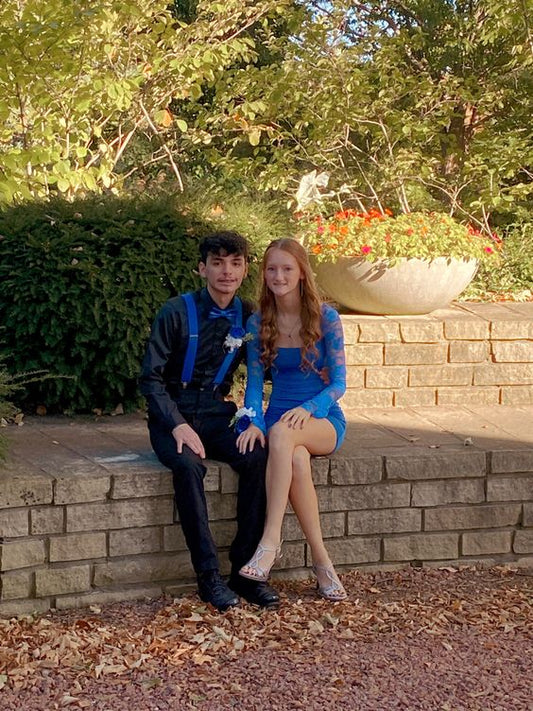 Royal Blue Homecoming Gown with Lace Princess Hoco Dress