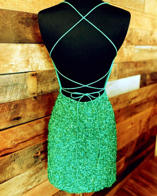Short Tight Sequin Homecoming Dresses S2876