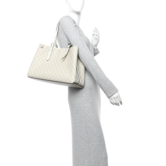 GG Supreme Monogram Emblem Large Tote Bag Mystic White Oatmeal