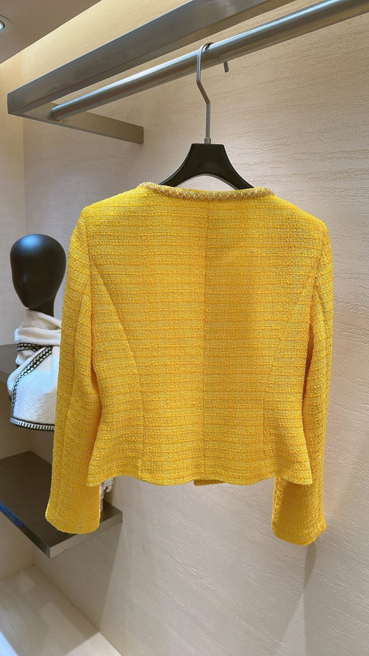 CHANEL JACKET YELLOW IN TWEED