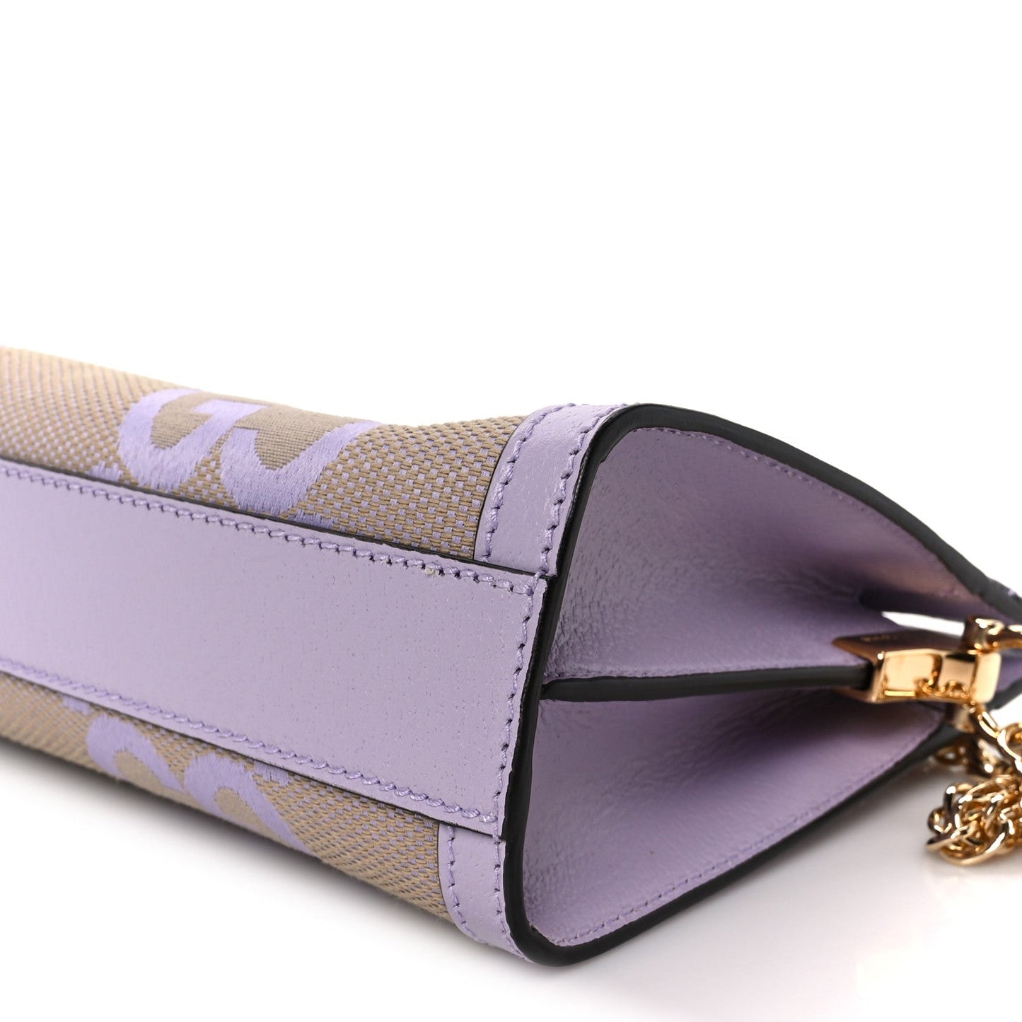 Monogram Jumbo GG Textured Dollar Calfskin Small Ophidia Chain Shoulder Bag Beige Lapis