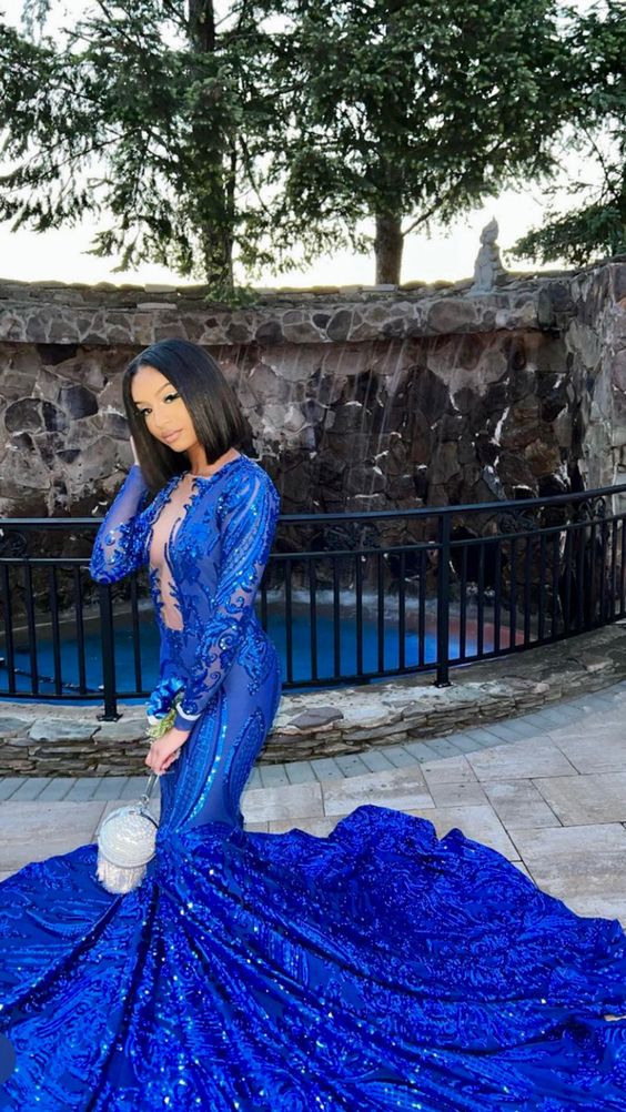 Royal Blue Mermaid Long Prom Dress S2177
