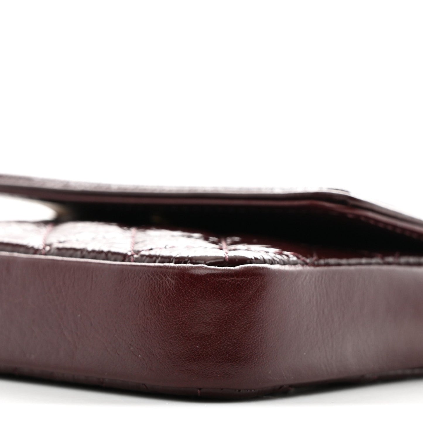 Shiny Aged Calfskin Quilted Waist Belt Bag Burgundy