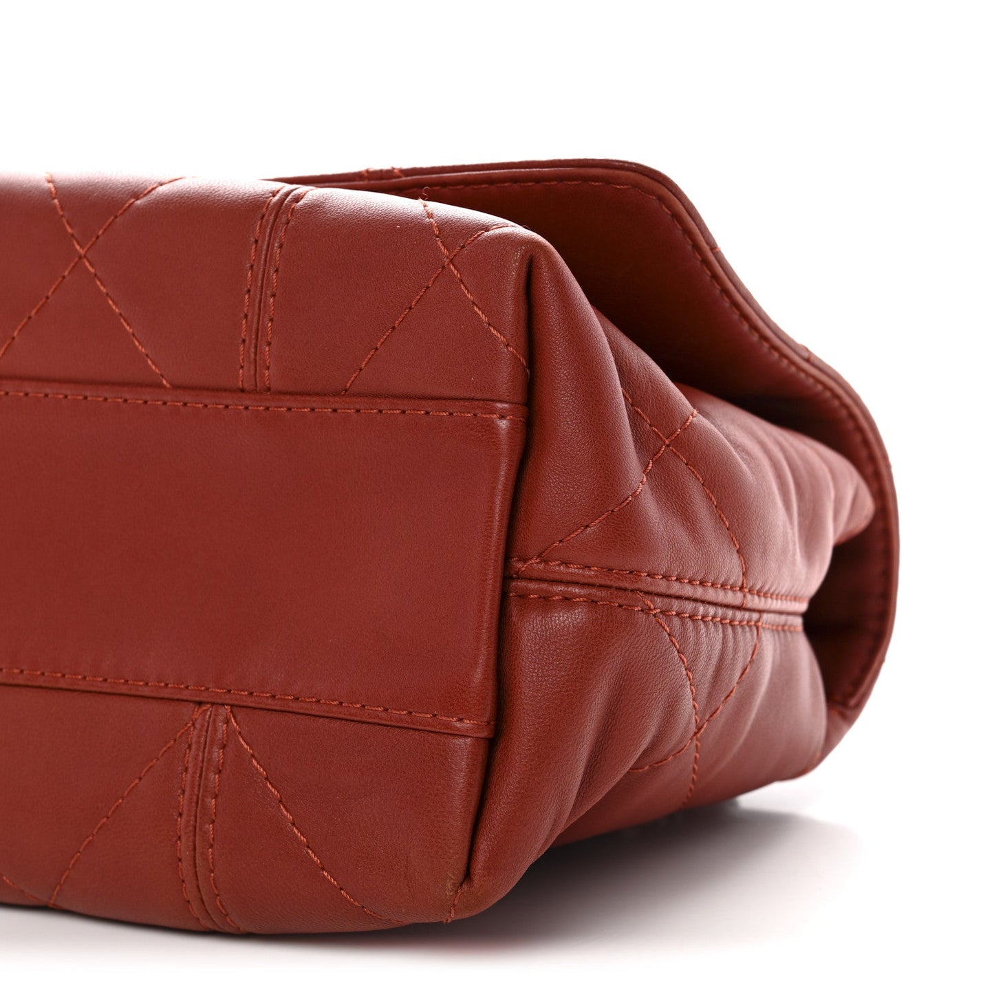 Lambskin Quilted Large Soft Touch Flap Dark Ochre