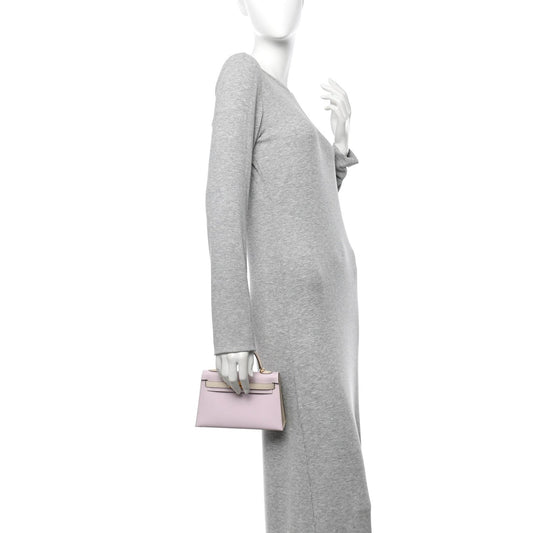 Epsom Horseshoe Mini Kelly Sellier 20 Mauve Pale Craie