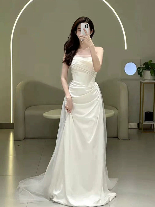 Off Shoulder Long Sleeves Wedding Dresses Long Bridal Gown S7216