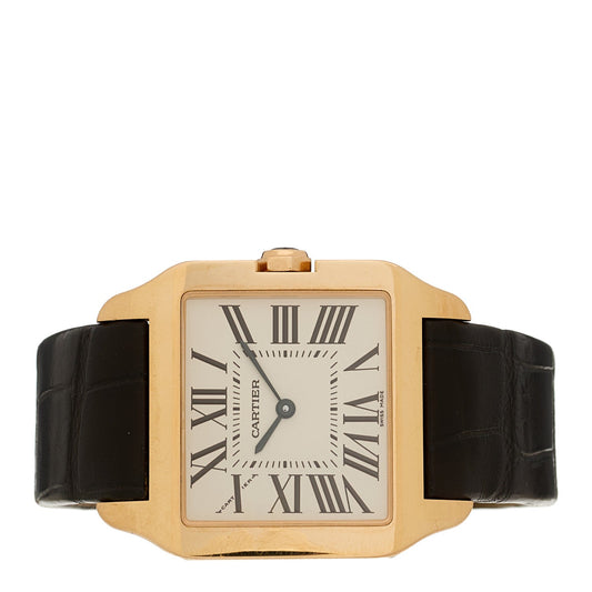 18K Pink Gold Alligator 30mm Santos Dumont Quartz Watch