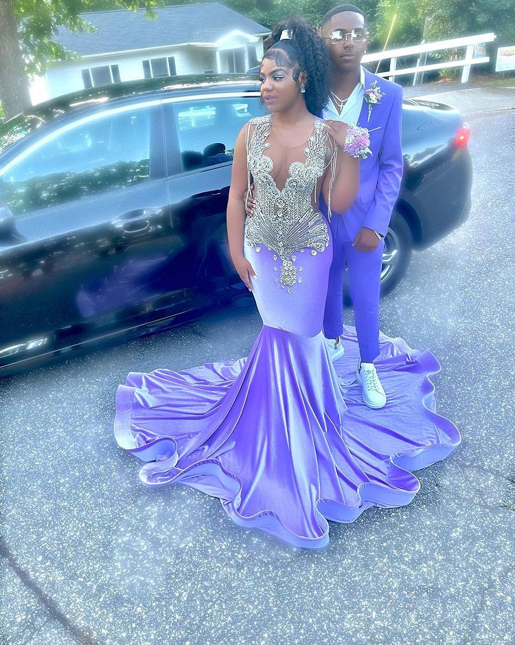 Purple Mermaid Long Prom Dress,Charming Purple Formal Gown Y2314