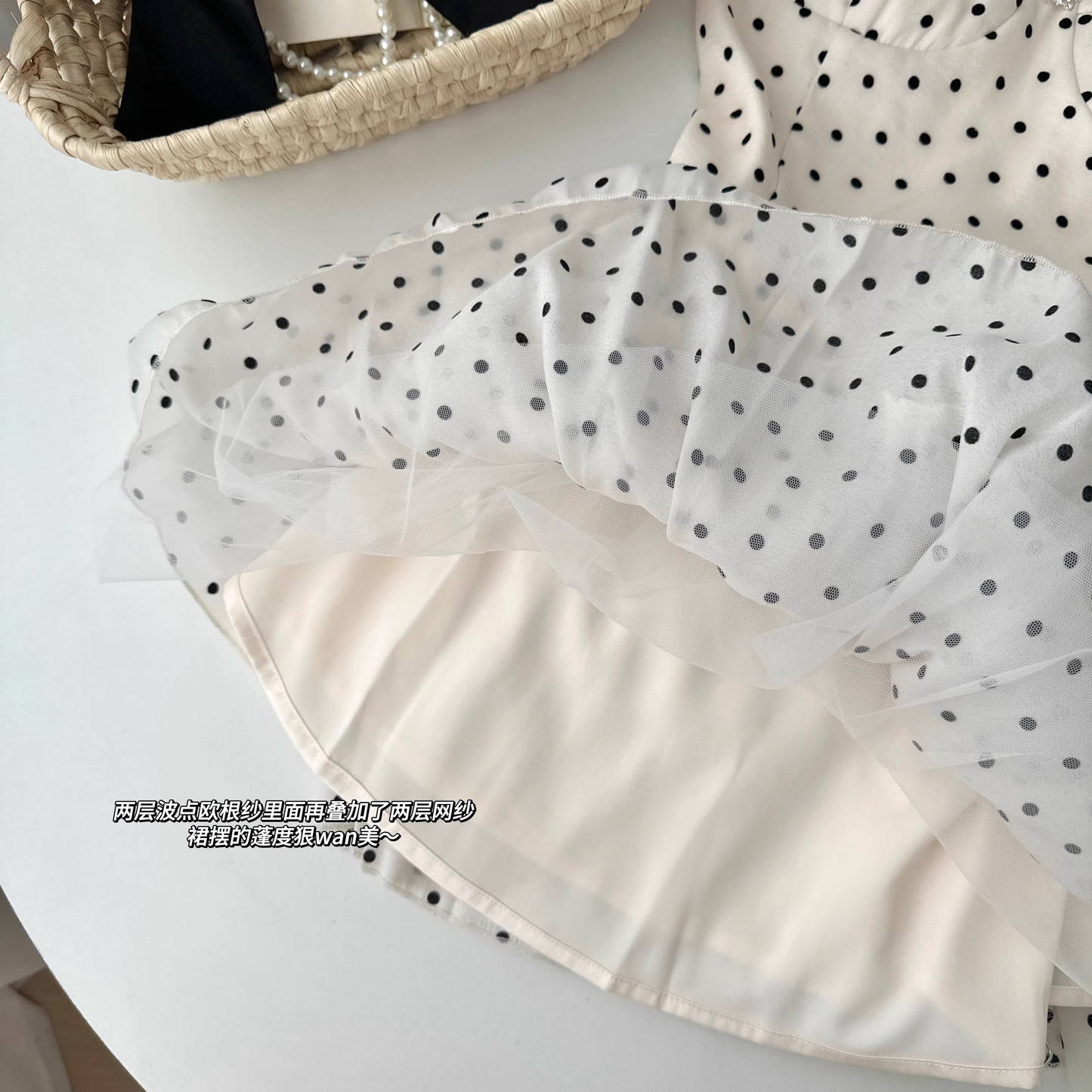 New Fashion Polka Dot Design A-line Sleeveless Spaghetti Strap Dress TP3307