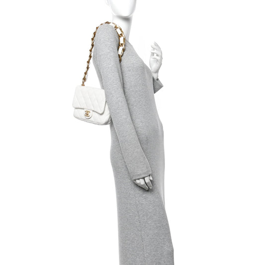 Lambskin Quilted Small CC Funky Town Flap White