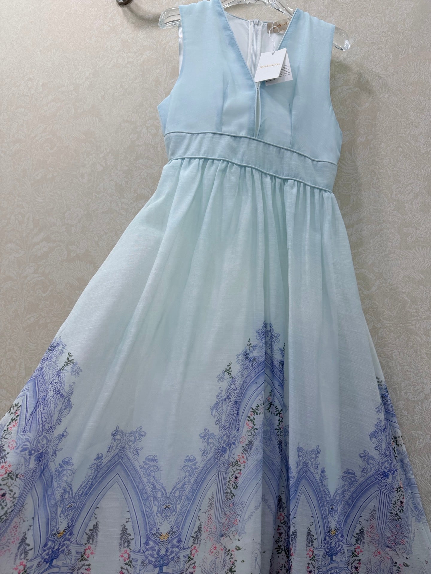 Zimmermann Triomphe Melody Maxi Dress Light Blue Cotton 342117