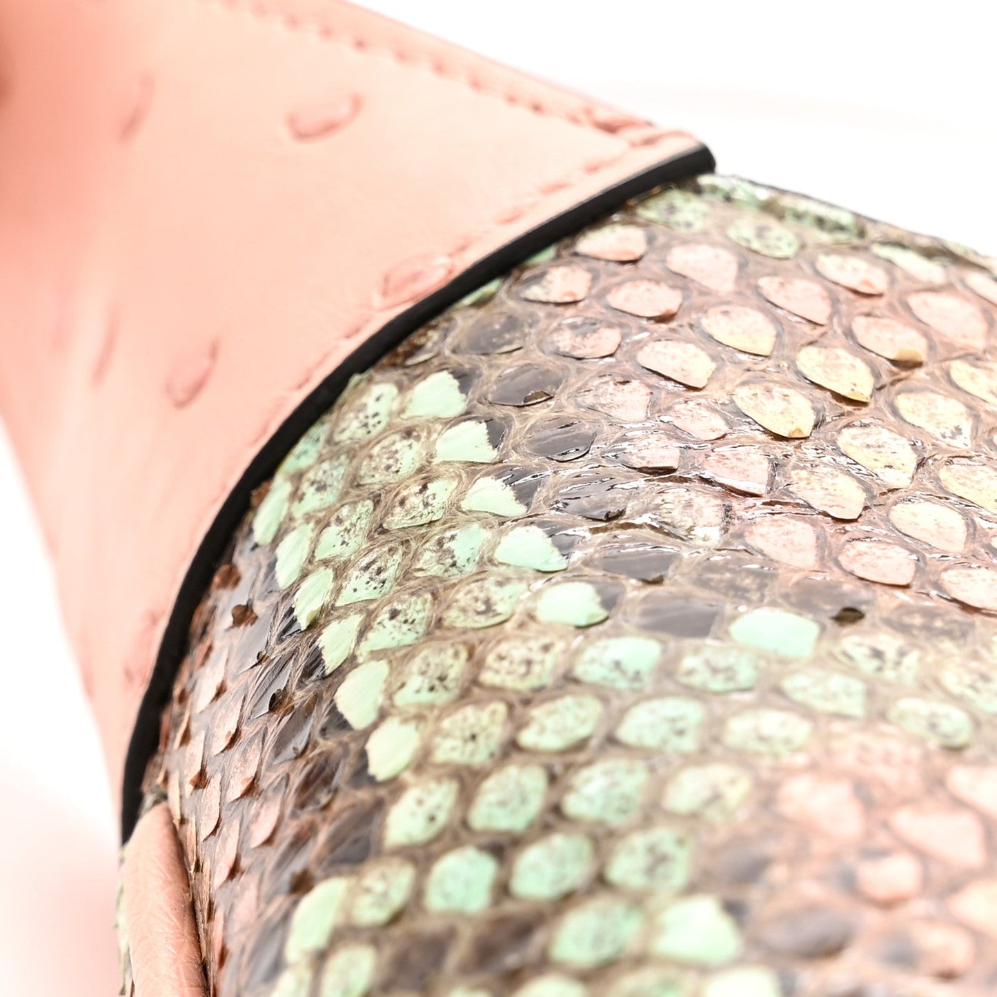 Snakeskin Ostrich Calfskin Small Jackie 1961 Hobo Pink Multicolor