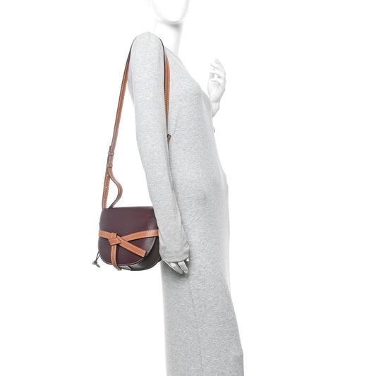 Calfskin Small Gate Crossbody Bag Oxblood Tan Taupe