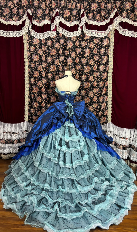 Vintage Navy Blue Sweetheart Satin Strapless Sweet 16th Quinceanera A-Line Evening Dress Ball Gown TP4261