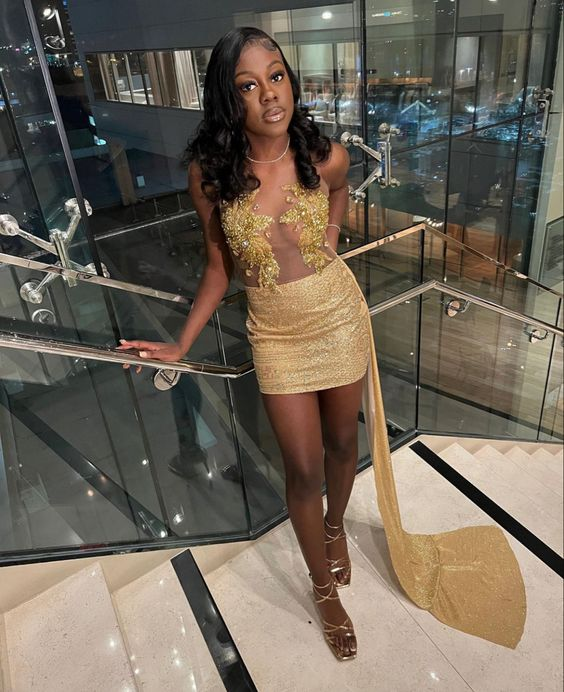 21th Birthday Outfit Dress Sexy Homecoming Dress For Black Girls Y1276