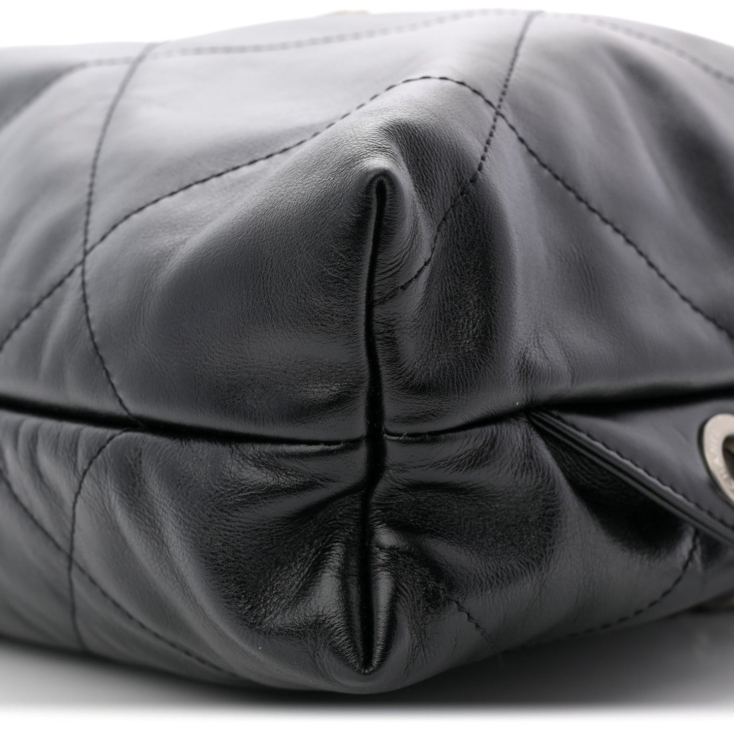 Shiny Calfskin Quilted Chanel 22 Backpack Black