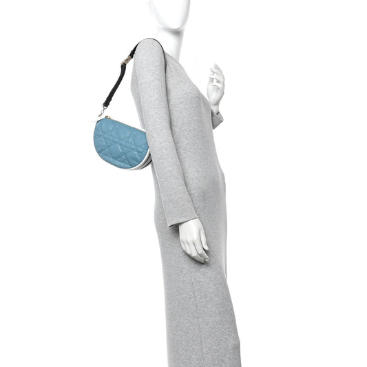 Lambskin Cannage Small Dior Vibe Hobo Bag Cloud Blue