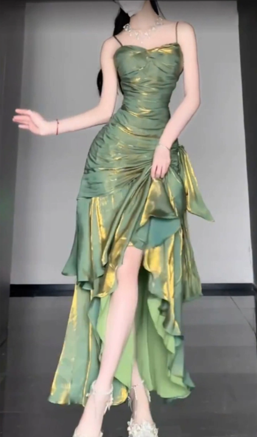 French elegant suspender dress wrapped fairy long party dress S5754