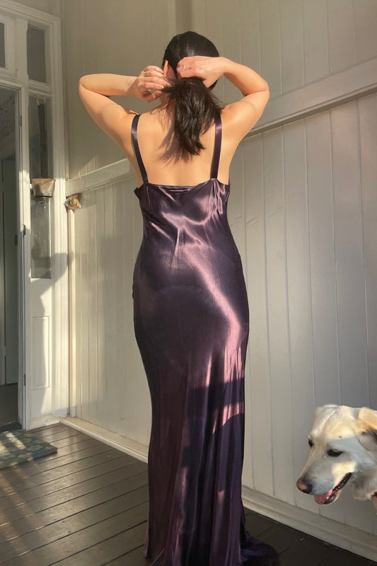 Charming Sheath Bateau Floor Length Purple Holiday Party Dress