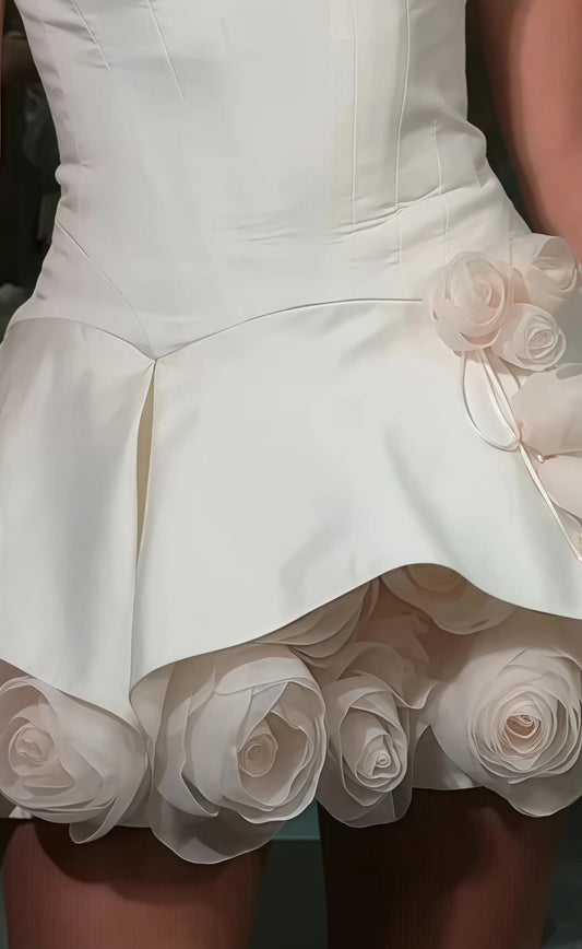 Custom Made Homecoming Dresses Strapless Floral Hoco Dress, AST1940