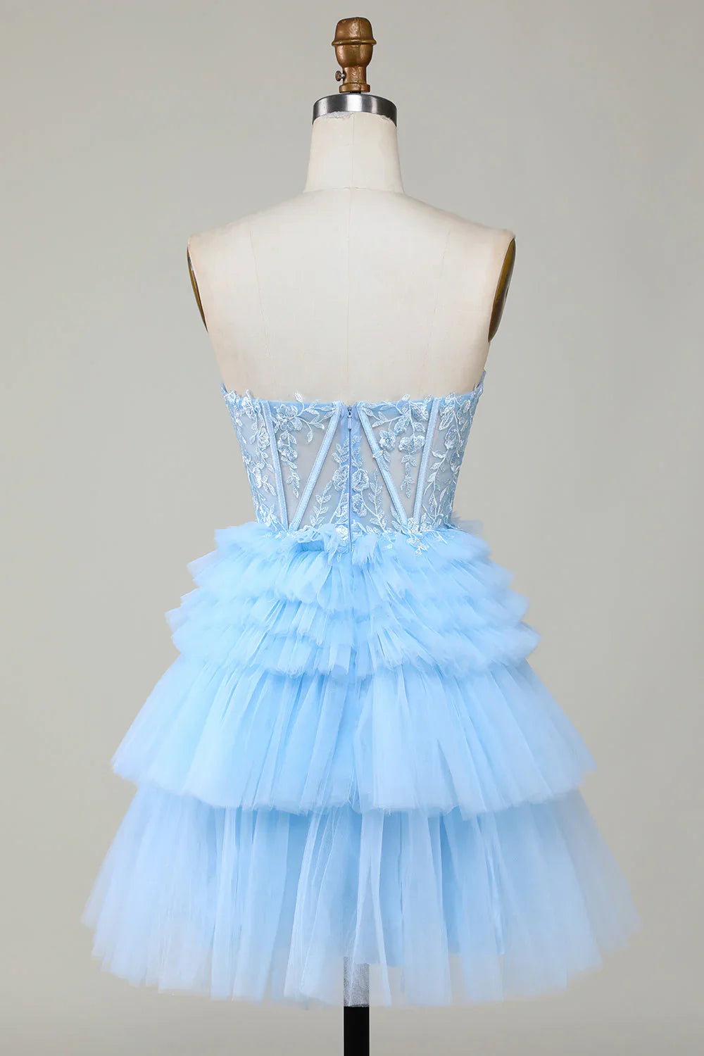 omberprom A Line Sweetheart Tiered Short Homecoming Dress with Ruffles Graduation Dress