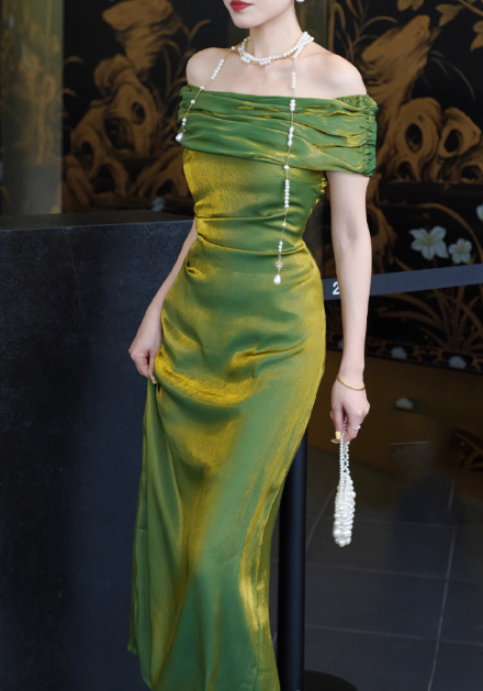 Elegant Sheath Green Long Prom Dress Woman Wedding Guest Dresses