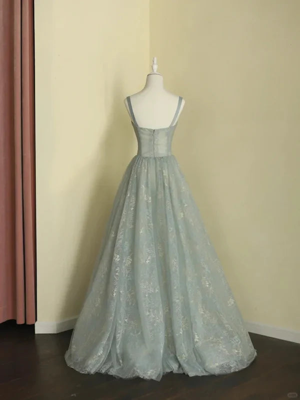 Beautiful A line Sage Green Long Tulle Prom Dress P1287