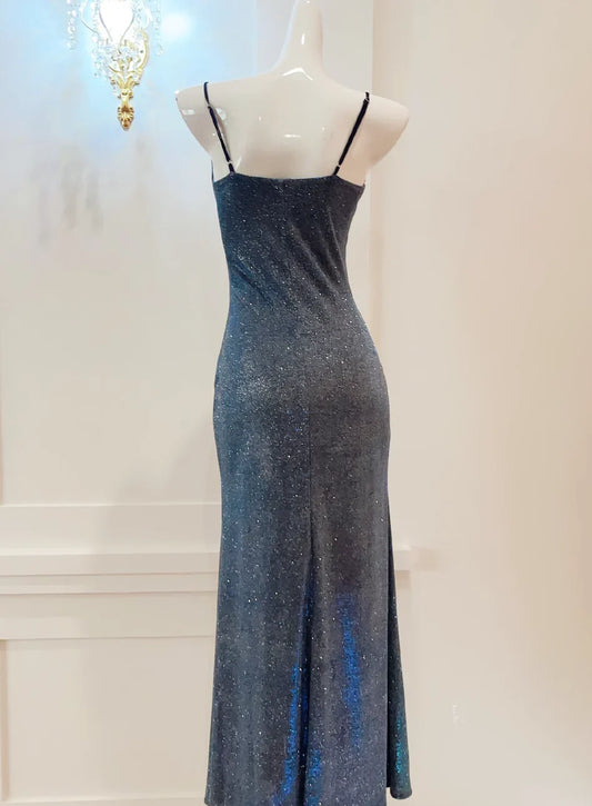 omberprom Elegant Dresses Evening Wear Spaghetti Straps Charming Sheath Long Prom Dress Shiny Formal Party Gown