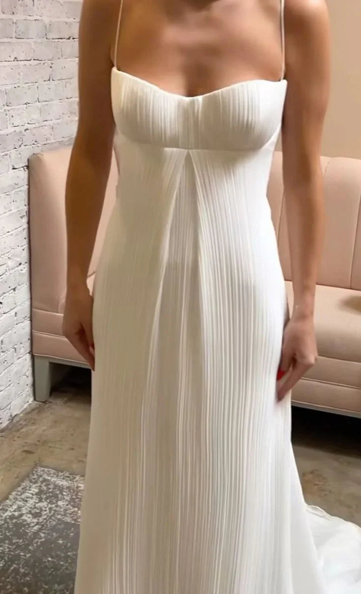 omberprom Elegant Evening Gowns Spaghetti Straps A Line Long Prom Dress Simple Wedding Dress