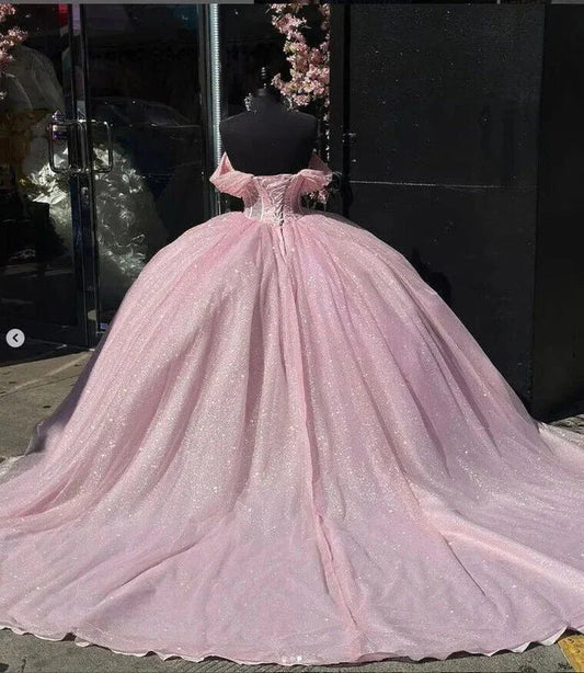 omberprom Elegant Long Prom Dress Shiny Quinceanera Ball Gowns Off The Shoulder Sweet 16 Birthday Dress