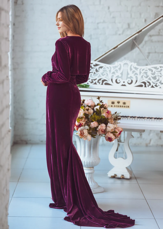 omberprom Fashionable and Beautiful Velvet Long Prom Dress Elegant Evening Party Dress
