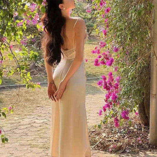 Elegant Mermaid Spaghetti Straps Ivory Satin Pleated Long Prom Dress,Evening Dress GG1689