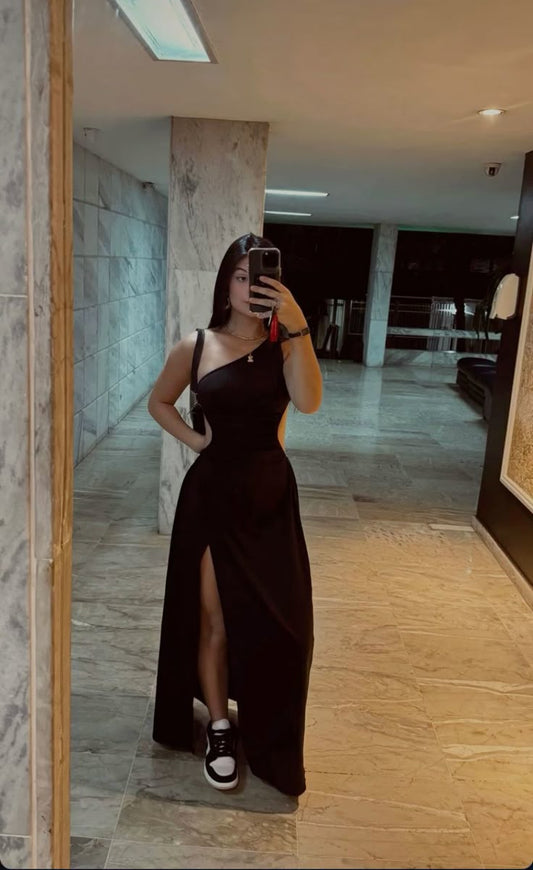 Classy Mermaid One Shoulder Satin Slit Long Prom Dress,Party Dress,Evening Dress GG2213