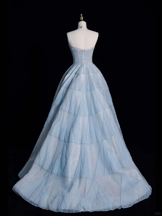 Pretty Ball Gown Strapless Tulle Beaded Long Prom Dress, Party Dress, Evening Dress GG2886