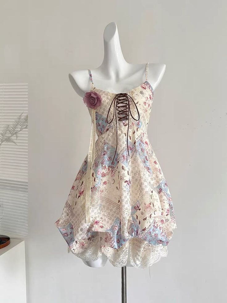 Unique A Line Spaghetti Straps Chiffon Printed Lace Short Prom Dress,Homecoming Dress,Birthday Dress GG3390