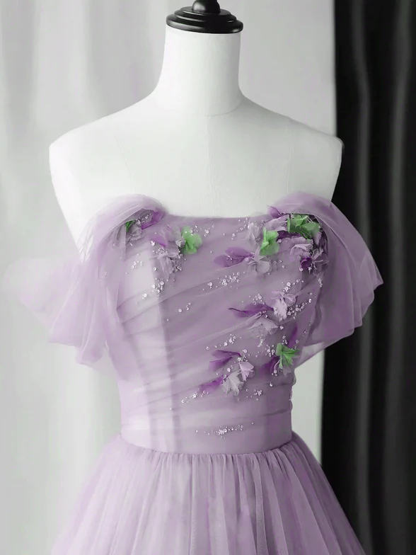 Elegant A Line Off The Shoulder Beaded Flowers Long Prom Dress,Evening Dress GG357